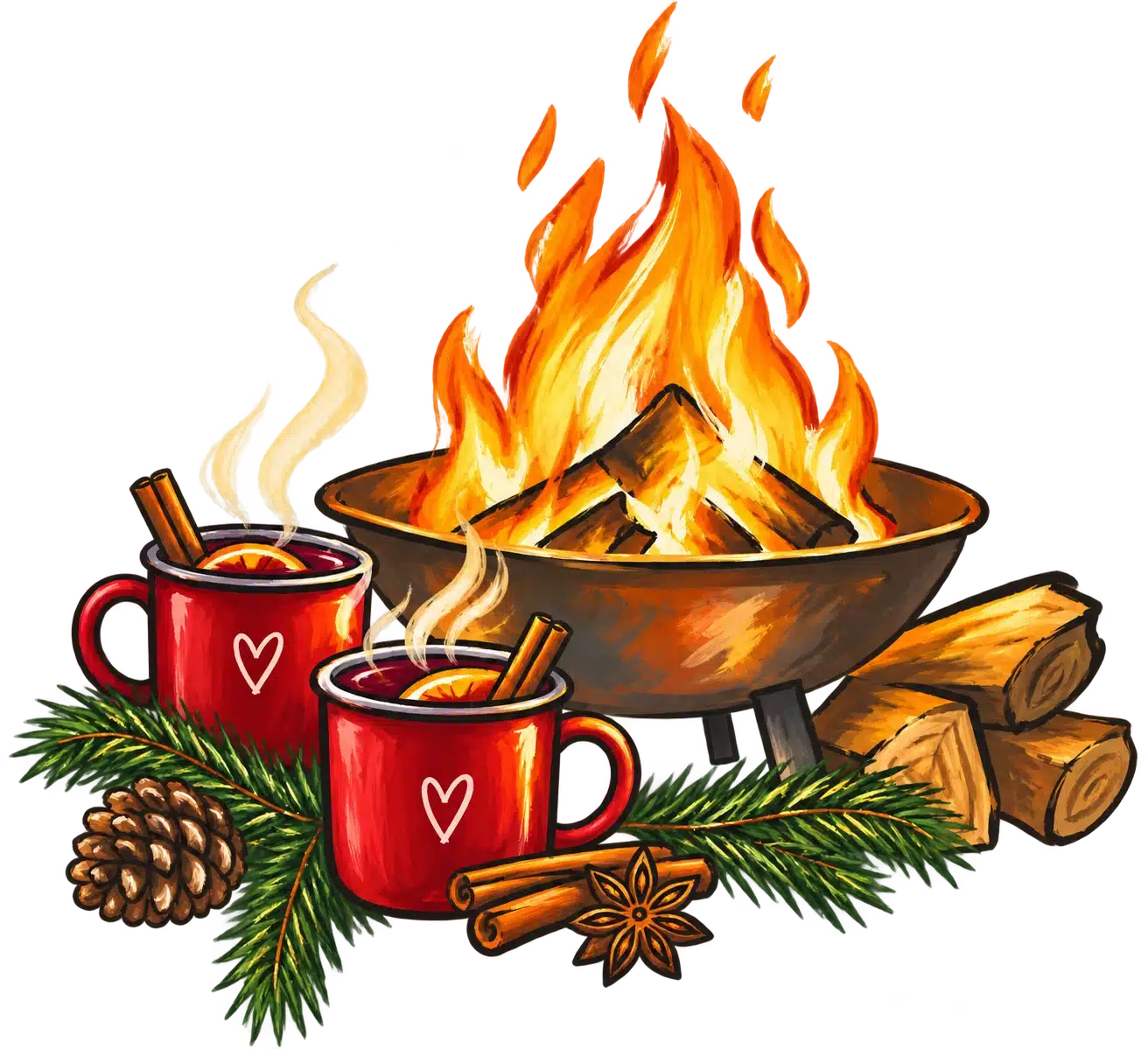 Weihnachtsfeier im Barfußland mit Lagerfeuer und Glühwein